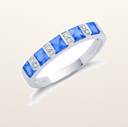 IT_ROLE:presentation_crop | 9ct White Gold 0.03ct Diamond & 0.90ct Tanzanite Eternity Ring
