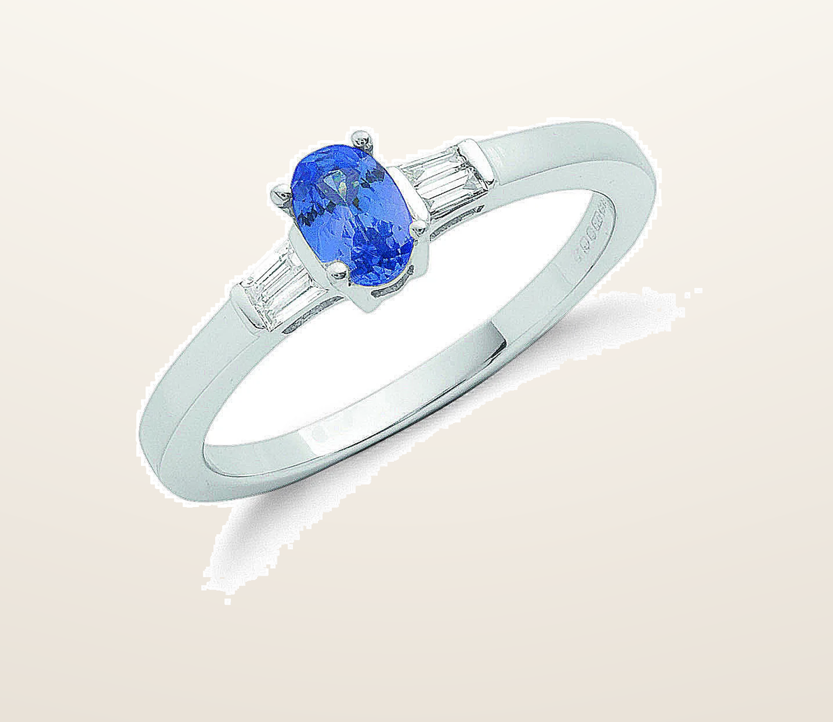 IT_ROLE:presentation_crop | 9ct White Gold 0.11ct Diamond Baguette & 0.48ct Tanzanite Ring