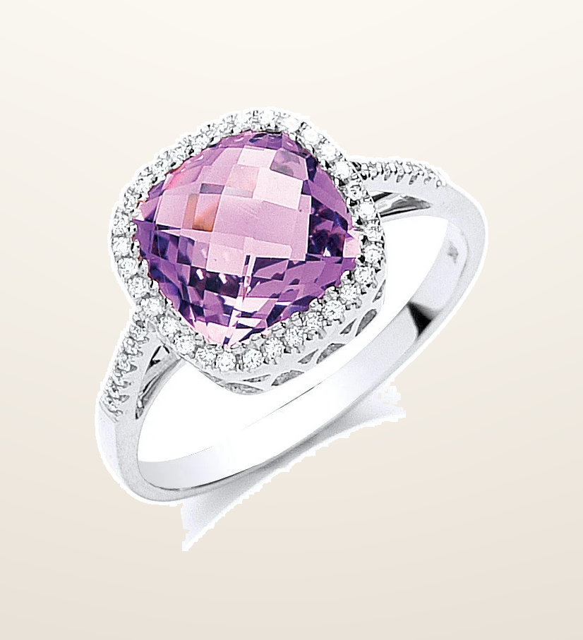 IT_ROLE:presentation_crop | 9ct White Gold 0.15ct Diamond & 2.00ct Amethyst Ring