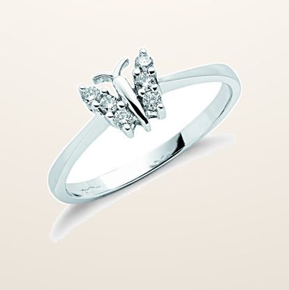IT_ROLE:presentation_crop | 9ct White Gold 0.15ct Diamond Butterfly Ring
