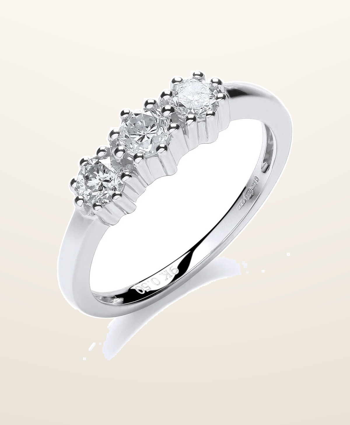 IT_ROLE:presentation_crop | 9ct White Gold 0.50ct Diamond Trilogy Ring