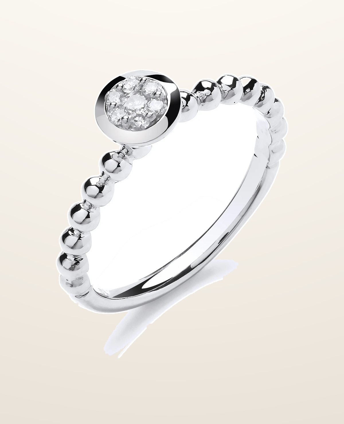 IT_ROLE:presentation_crop | 9ct White Gold 0.10ct Fancy Beaded Shank Ring