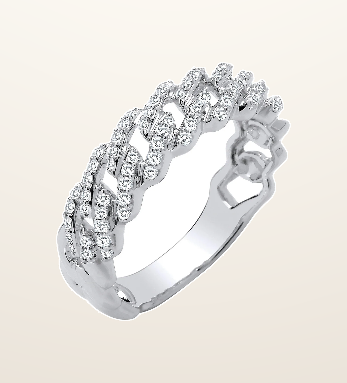 IT_ROLE:presentation_crop | 9ct White Gold 0.32ct Half Set Curb Ring