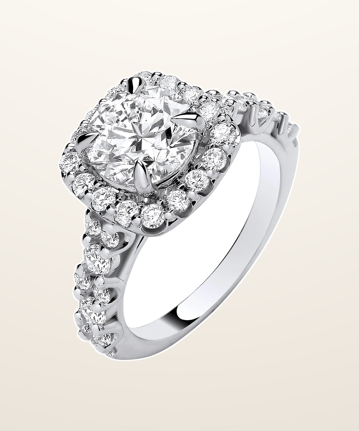 IT_ROLE:presentation_crop | 9ct White Gold 3.05ctw Brilliant Cut Halo LAB GROWN Dress Ring IGI Certified