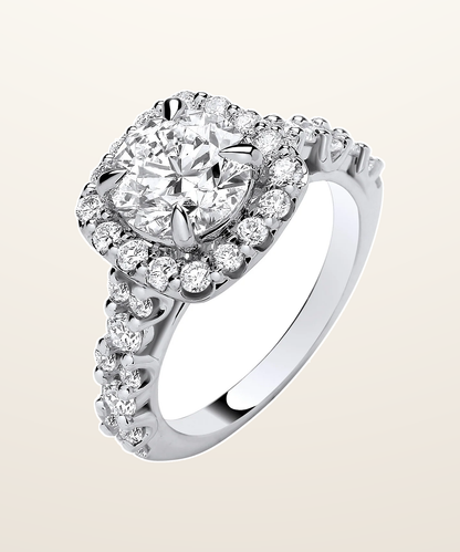 IT_ROLE:presentation_crop | 9ct White Gold 3.05ctw Brilliant Cut Halo LAB GROWN Dress Ring IGI Certified