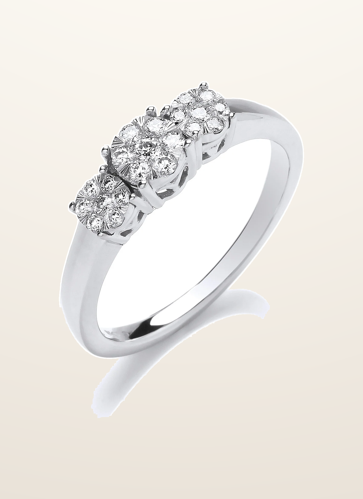 IT_ROLE:presentation_crop | 9ct White Gold Illusion Clusters Trilogy 0.25ctw Diamond Ring