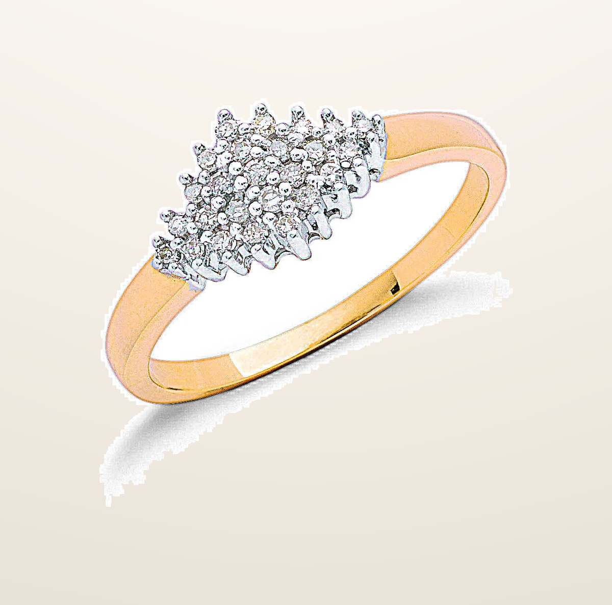 IT_ROLE:presentation_crop | 9ct Yellow Gold 0.16ctw Diamond Cluster Ring