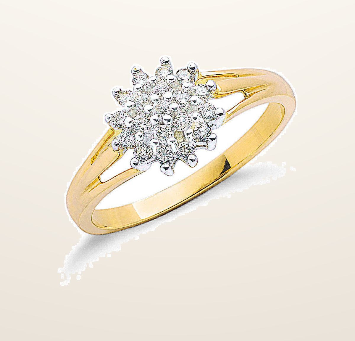 IT_ROLE:presentation_crop | 9ct Yellow Gold 0.25ctw Diamond Cluster Ring