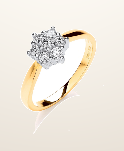 IT_ROLE:presentation_crop | 9ct Yellow Gold 0.33ctw Diamond 7St Cluster Ring