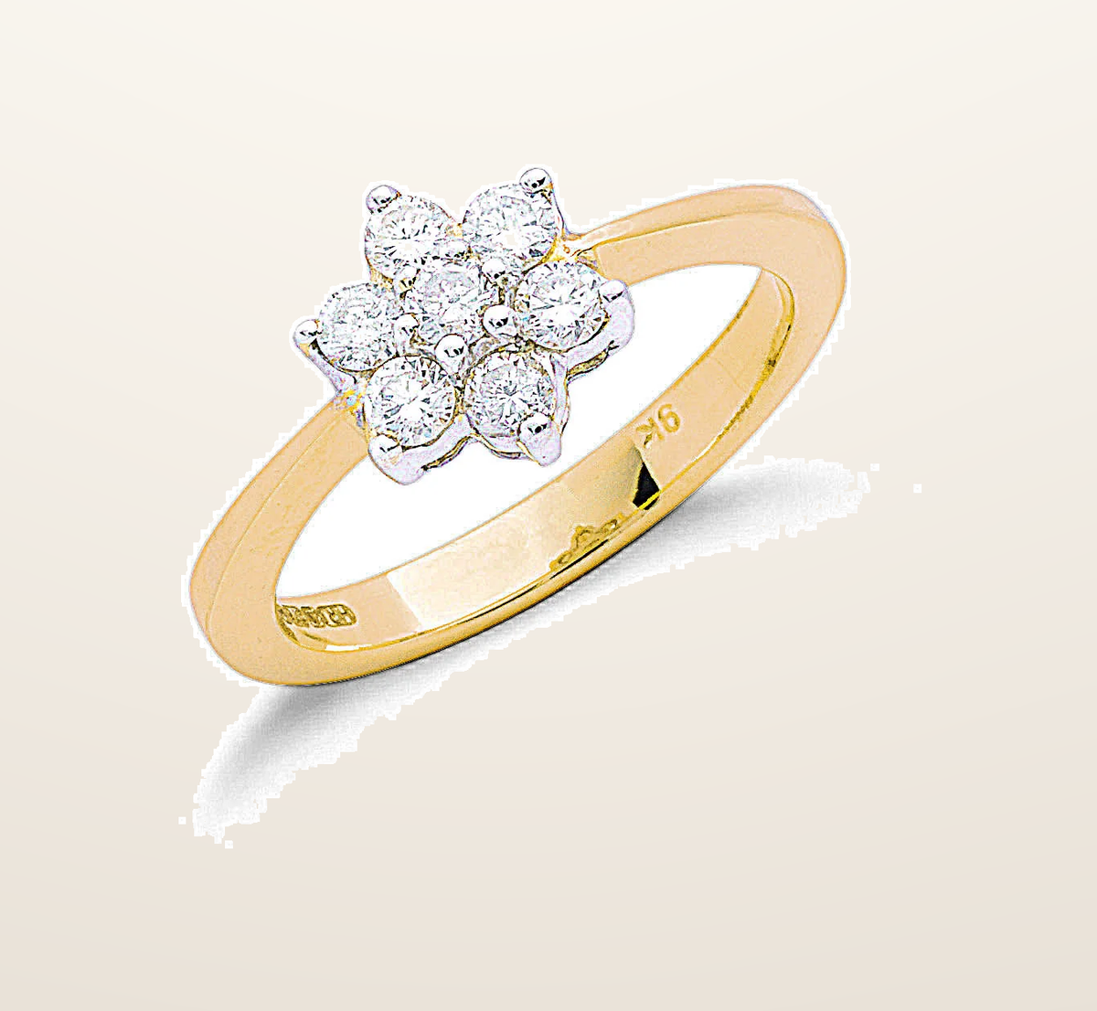 IT_ROLE:presentation_crop | 9ct Yellow Gold 0.50ctw Diamond Flower / Cluster Ring