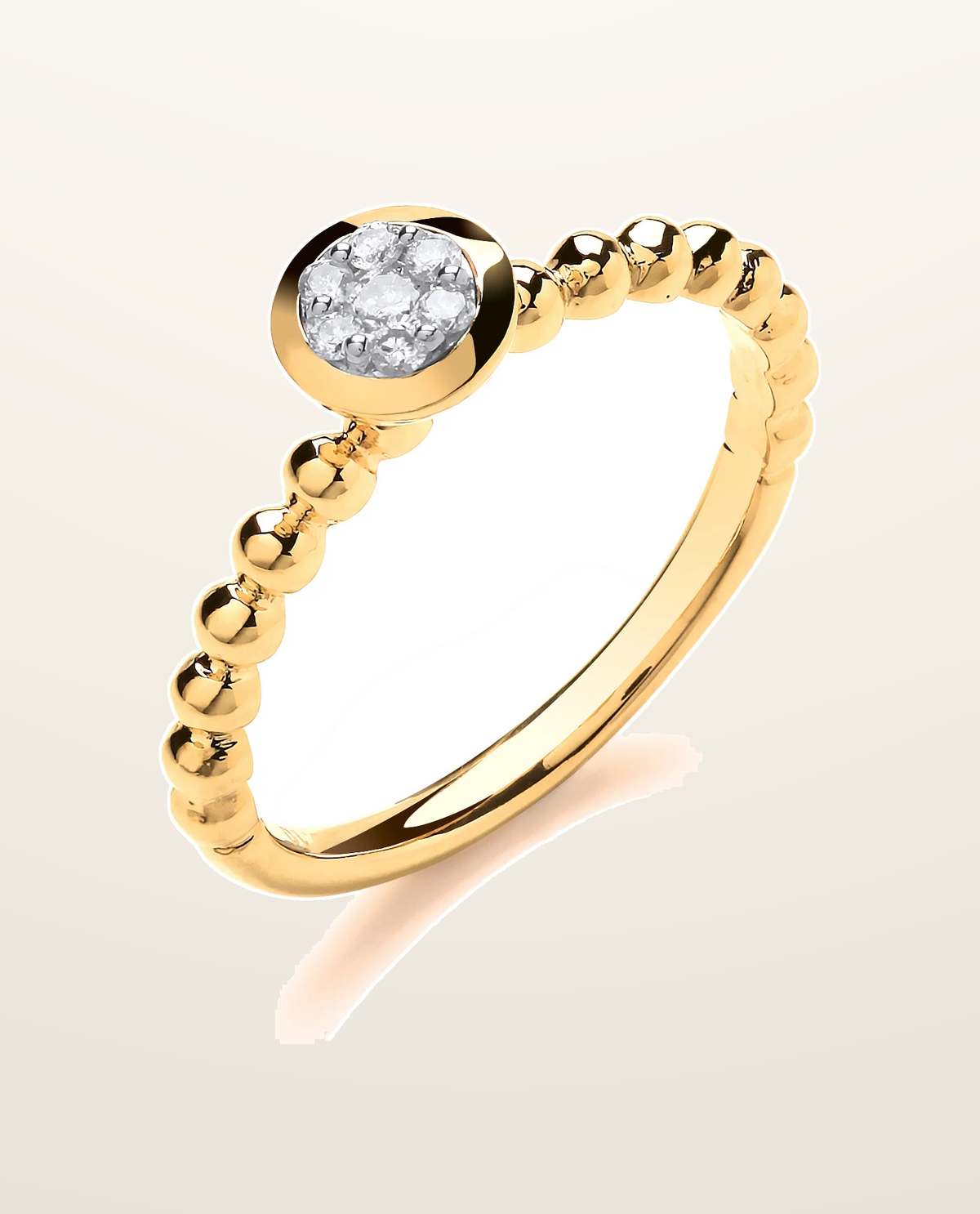 IT_ROLE:presentation_crop | 9ct Yellow Gold 0.10ct Fancy Beaded Shank Ring