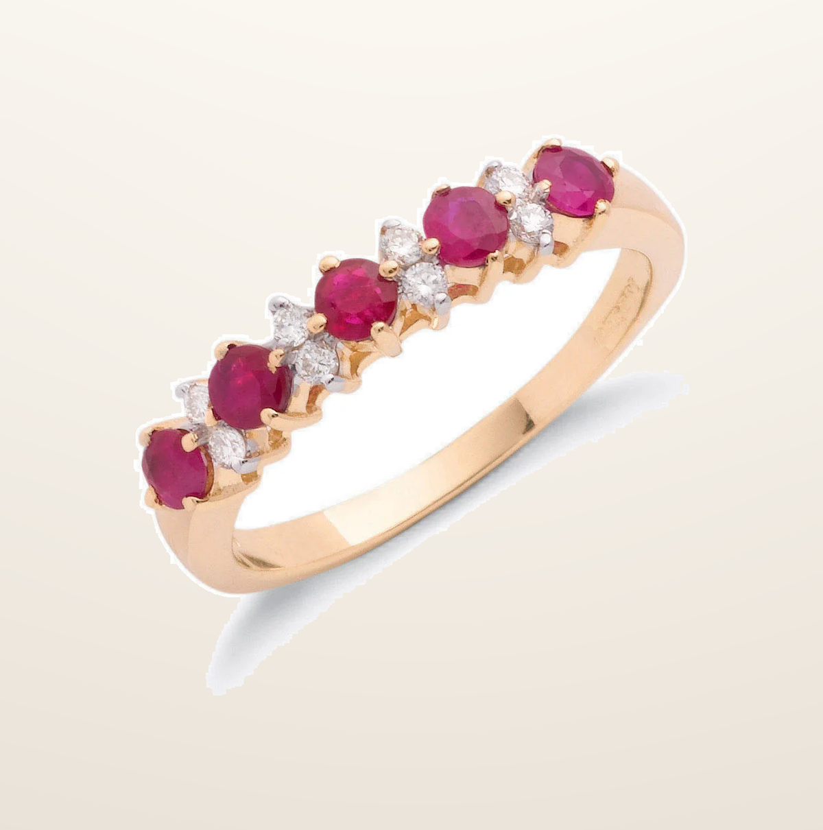IT_ROLE:presentation_crop | 9ct Yellow Gold 0.12ct Diamond & 0.65ct Ruby Eternity Ring