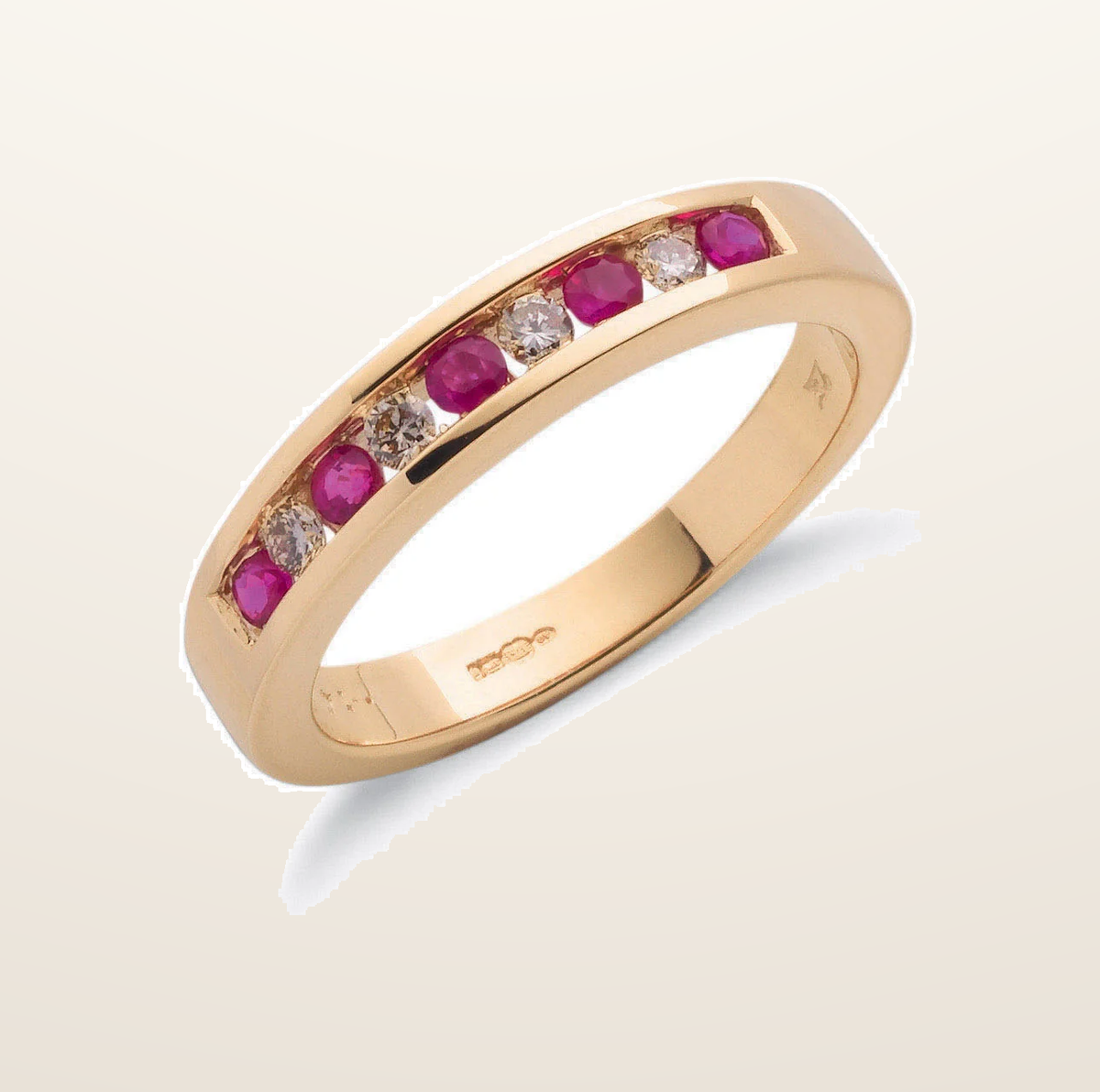IT_ROLE:presentation_crop | 9ct Yellow Gold 0.14ct Diamond & 0.31ct Ruby Eternity Ring