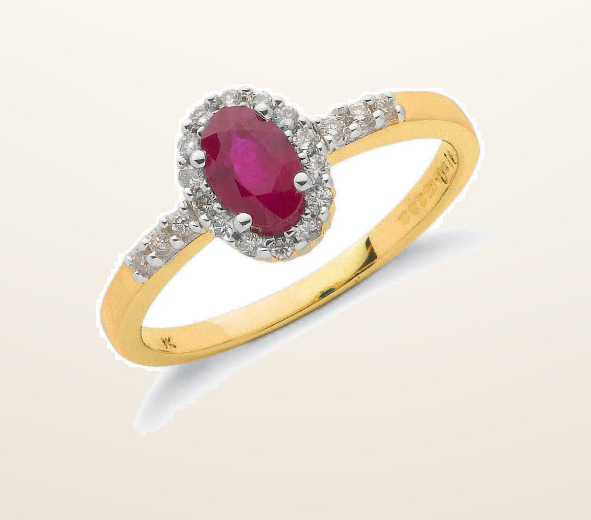 IT_ROLE:presentation_crop | 9ct Yellow Gold 0.16ct Diamond & 0.55ct Ruby Cluster Ring