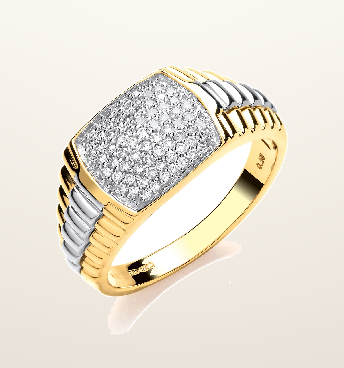 IT_ROLE:presentation_crop | 9ct Yellow Gold 0.50ct Fancy Link Gents Diamond Ring