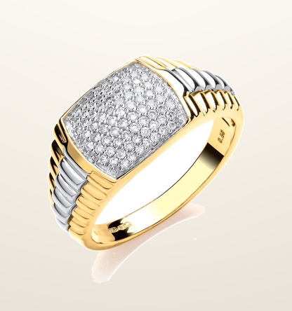 IT_ROLE:presentation_crop | 9ct Yellow Gold 0.50ct Fancy Link Gents Diamond Ring