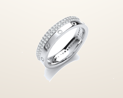 IT_ROLE:presentation_crop | Double row Micro Pave Cubic Zirconia Fancy Silver Ring