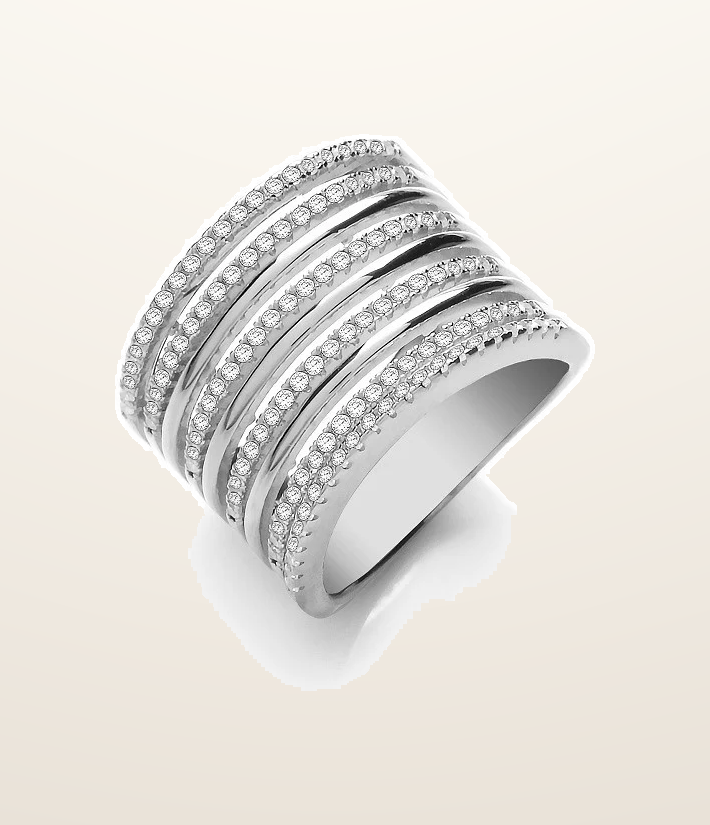 IT_ROLE:presentation_crop | Micro Pave 9 Rows, Silver Ladies Ring