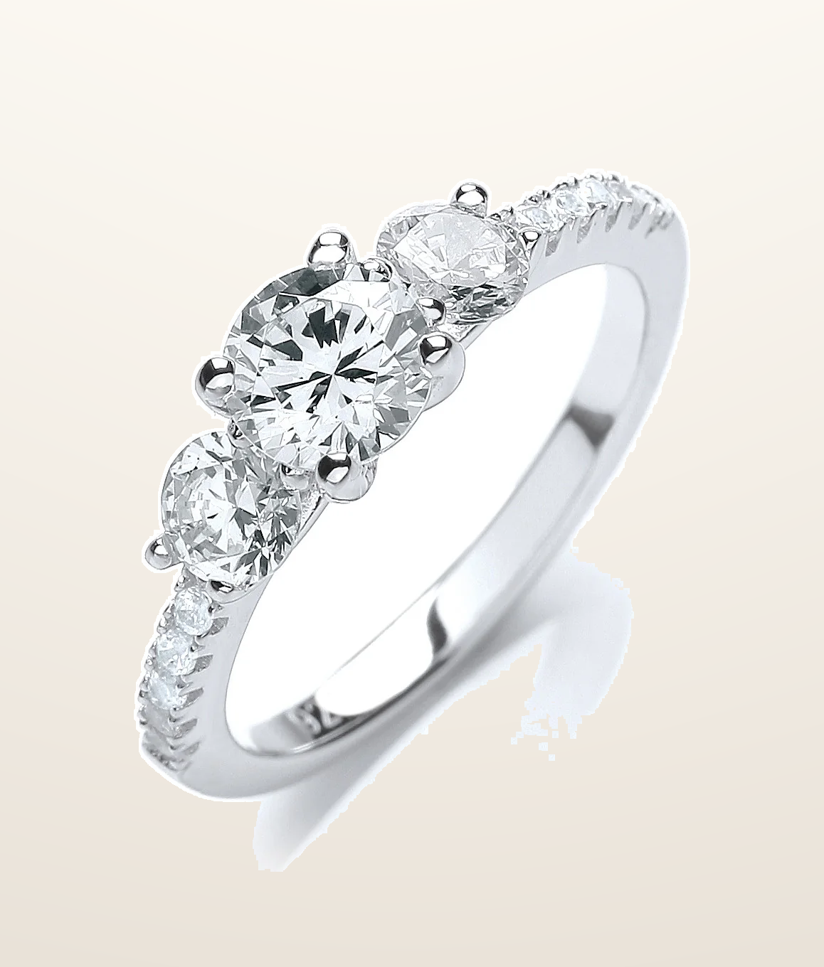 IT_ROLE:presentation_crop | Micro Pave' Trilogy Ring & Cubic Zirconia on Shoulder