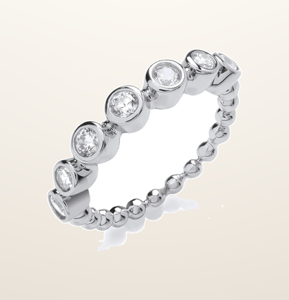 IT_ROLE:presentation_crop | Seven Cubic Zirconias Beaded Silver Ring