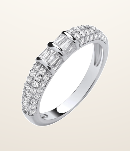 IT_ROLE:presentation_crop | Silver Baguettes & Round Cubic Zirconias Half ET Band