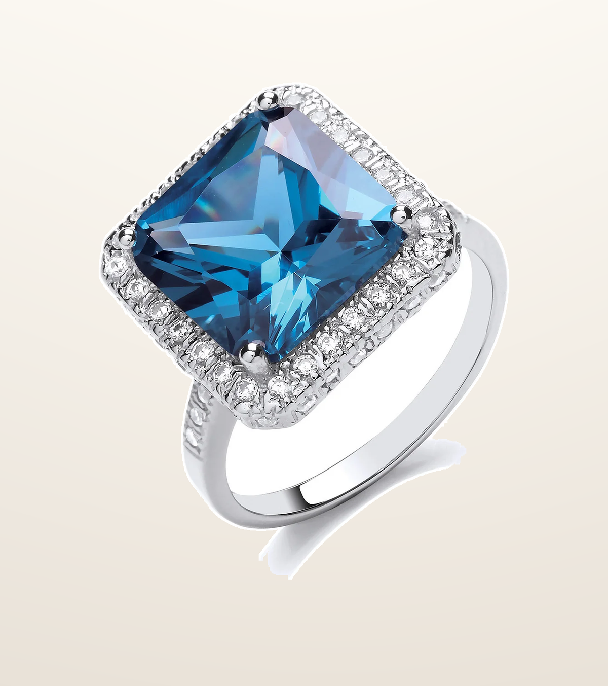 IT_ROLE:presentation_crop | Silver Blue Colour Cubic Zirconia Cluster Ring