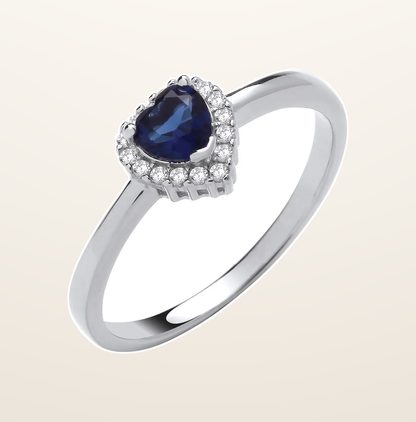 IT_ROLE:presentation_crop | Silver Blue Cubic Zirconia Heart Ring