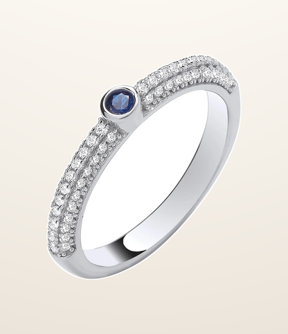 IT_ROLE:presentation_crop | Silver Blue Sapphire Cubic Zirconia Rubover Half ET Ring