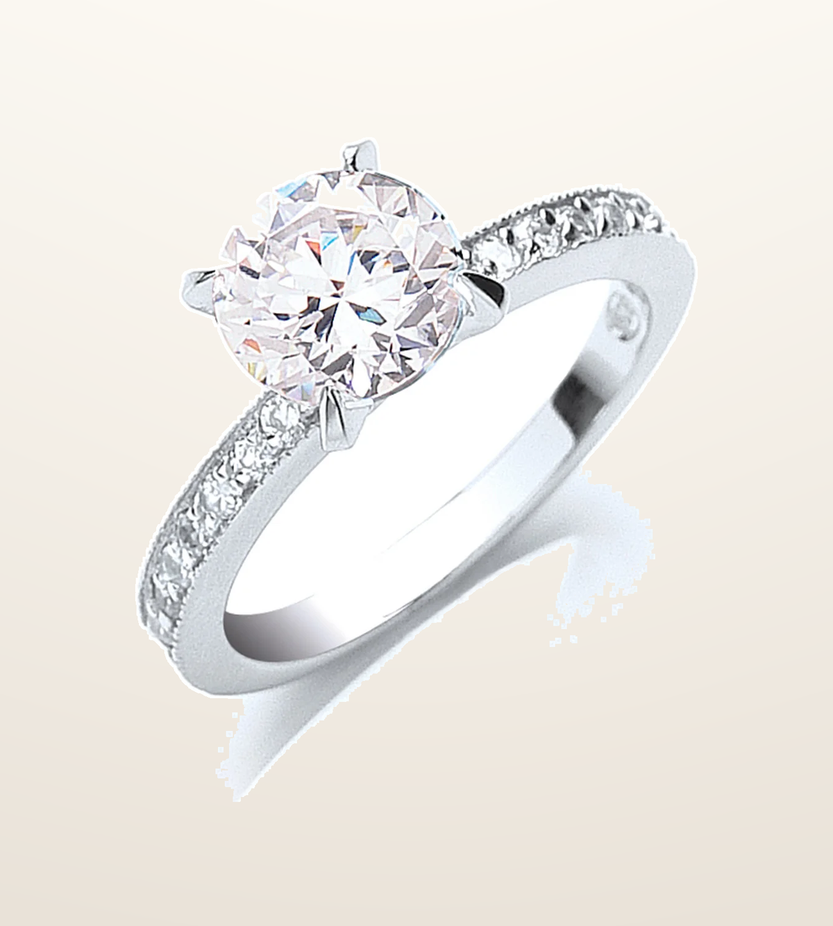 IT_ROLE:presentation_crop | Silver Claw Set Cubic Zirconia Solitaire Ring