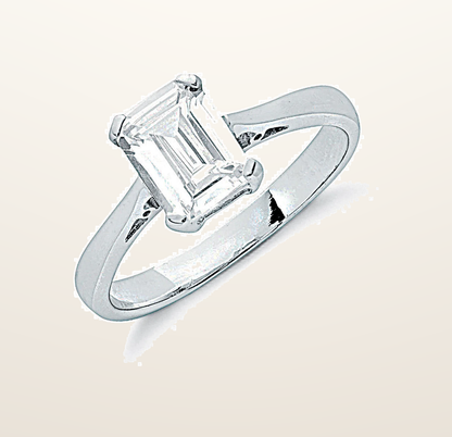 IT_ROLE:presentation_crop | Silver Claw Set Emerald Cut Cubic Zirconia Solitaire Ring