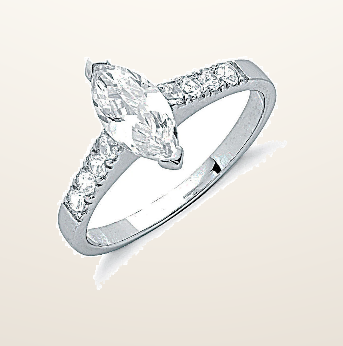 IT_ROLE:presentation_crop | Silver Claw Set Marquies Cut Cubic Zirconia Solitaire Ring