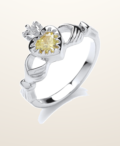 IT_ROLE:presentation_crop | Silver Cubic Zirconia Claddagh Ring