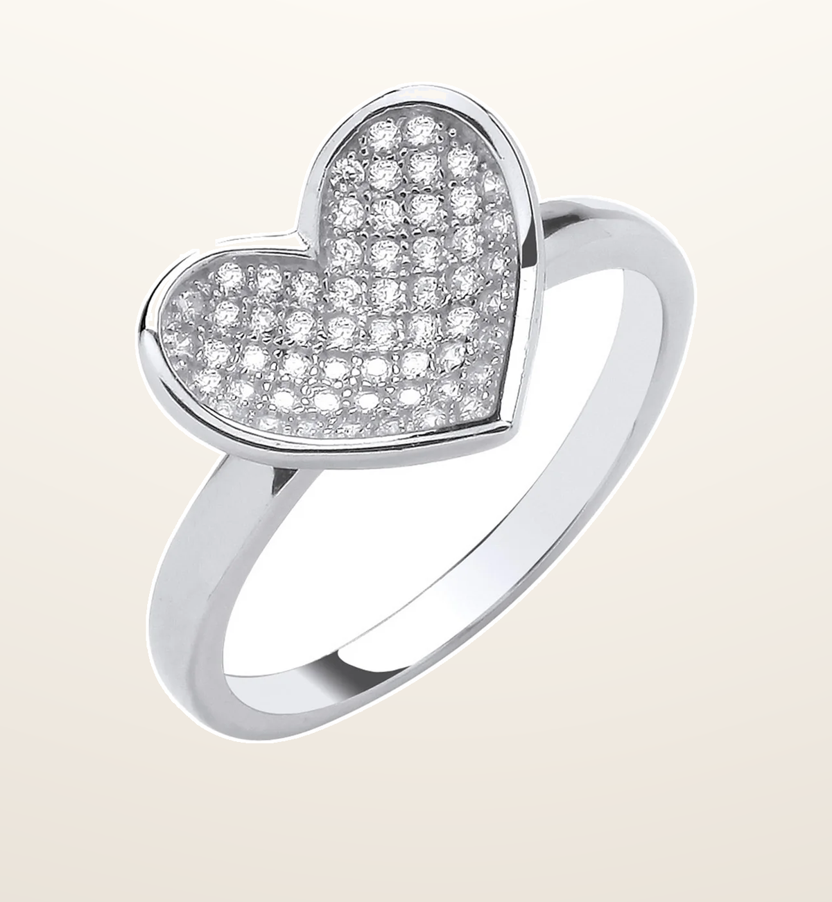IT_ROLE:presentation_crop | Silver Cubic Zirconia Heart Ring