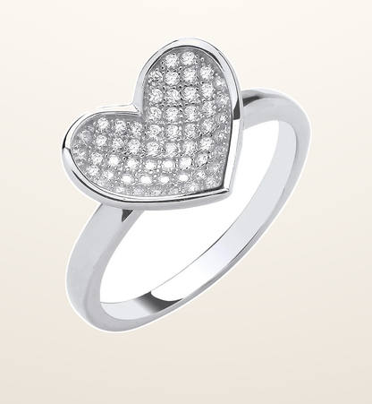 IT_ROLE:presentation_crop | Silver Cubic Zirconia Heart Ring