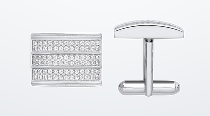 IT_ROLE:presentation_crop | Silver Cubic Zirconia Rectangle Cufflinks