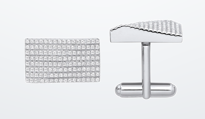 IT_ROLE:presentation_crop | Silver Cubic Zirconia Rectangle Raised Slope Cufflinks