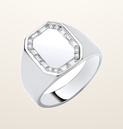 IT_ROLE:presentation_crop | Silver Cubic Zirconias Signet Gents Ring