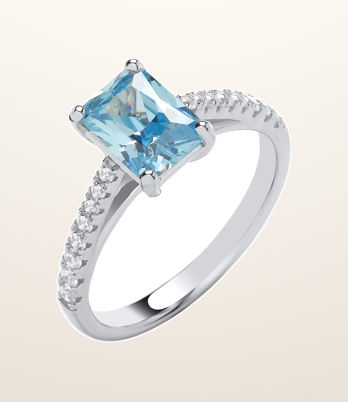 IT_ROLE:presentation_crop | Silver Emerald Blue Cubic Zirconia Solitaire Ring