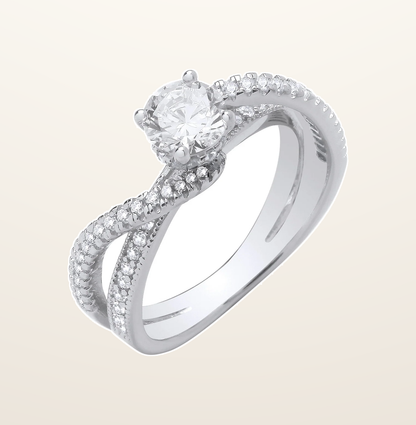 IT_ROLE:presentation_crop | Silver Entwined Split Shank Solitaire Ring