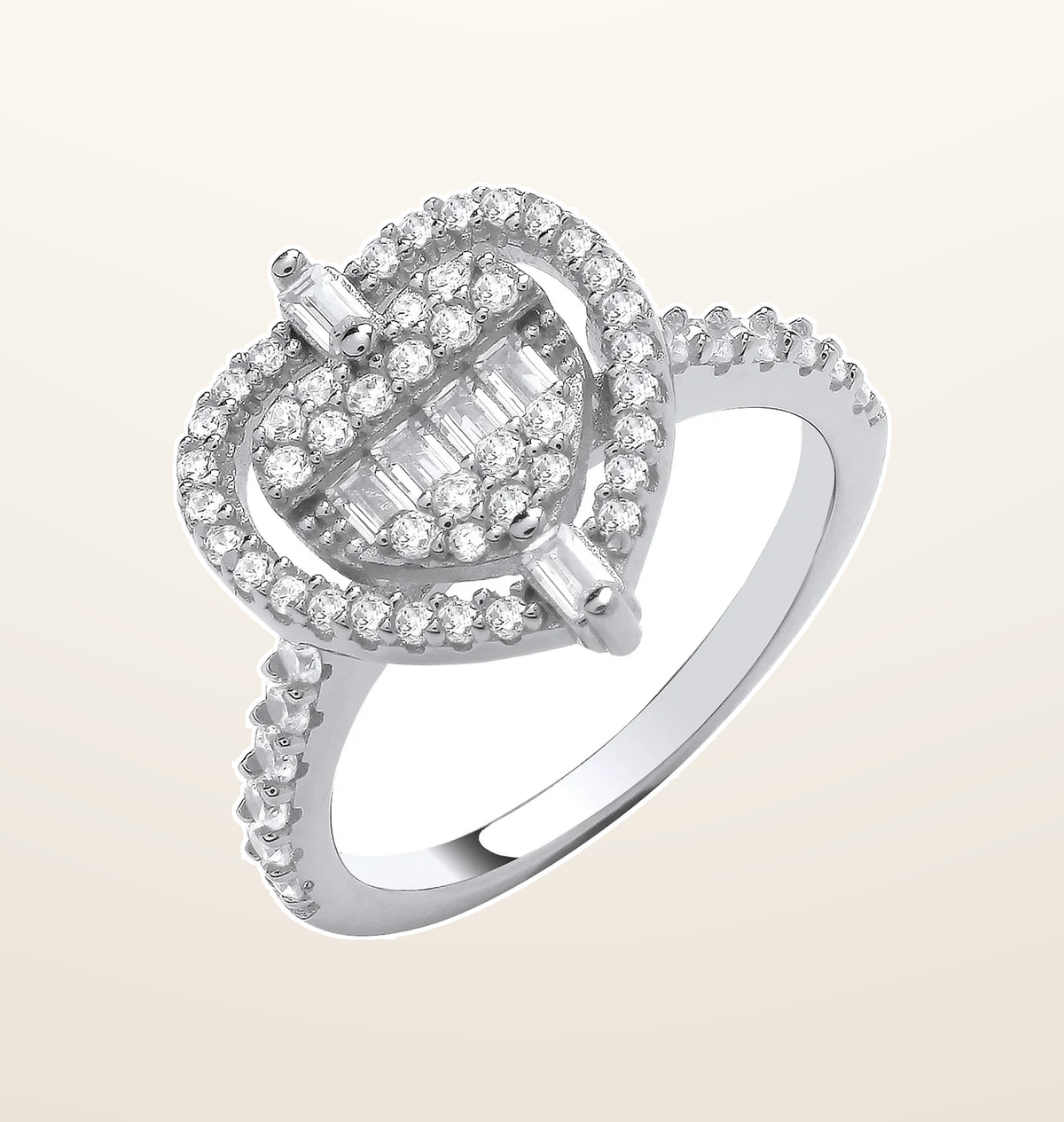IT_ROLE:presentation_crop | Silver Heart Halo Style Ring