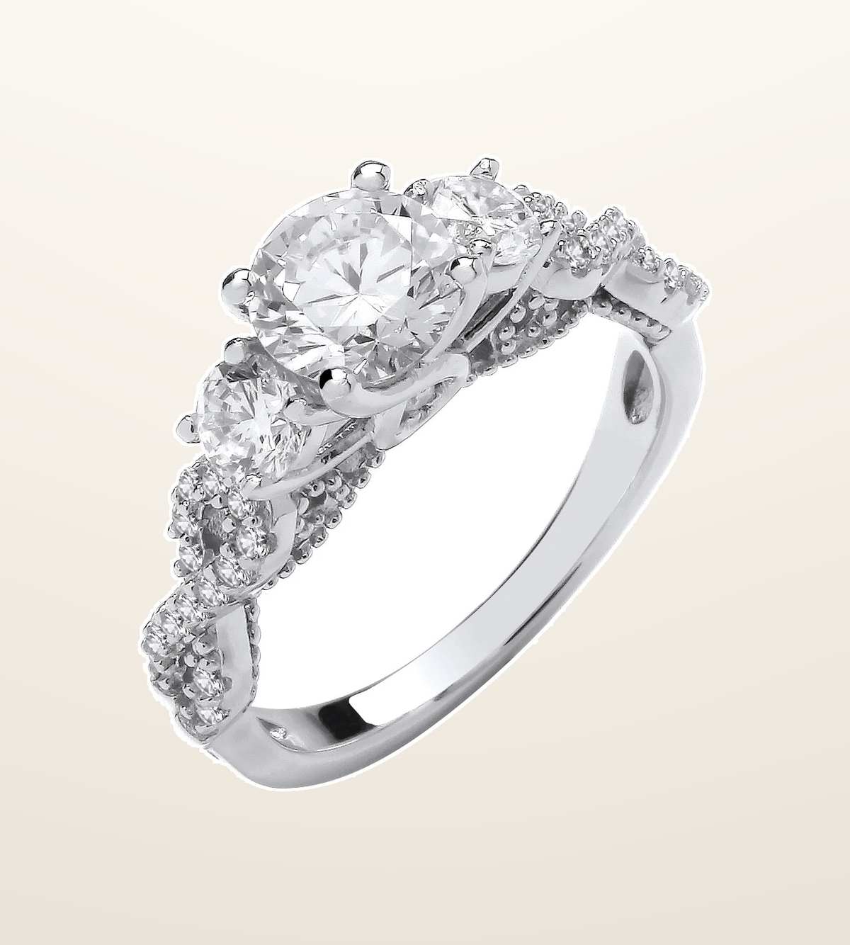 IT_ROLE:presentation_crop | Silver High Setting Trilogy with Infinity Sides Ring