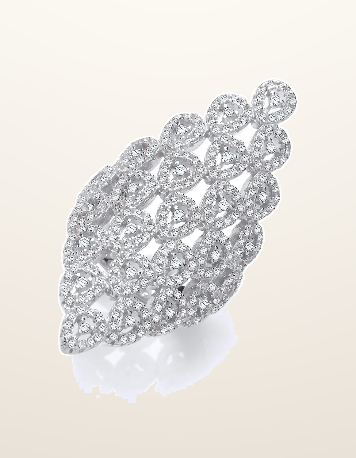 IT_ROLE:presentation_crop | Silver Long Diamond Shape Design Cubic Zirconia Ring