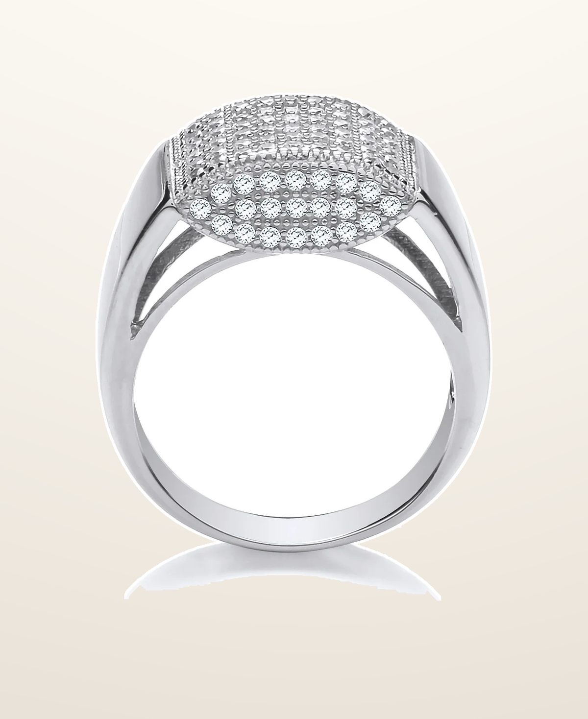 IT_ROLE:presentation_crop | Silver Micro-Pave Cubic Zirconia Gents Ring