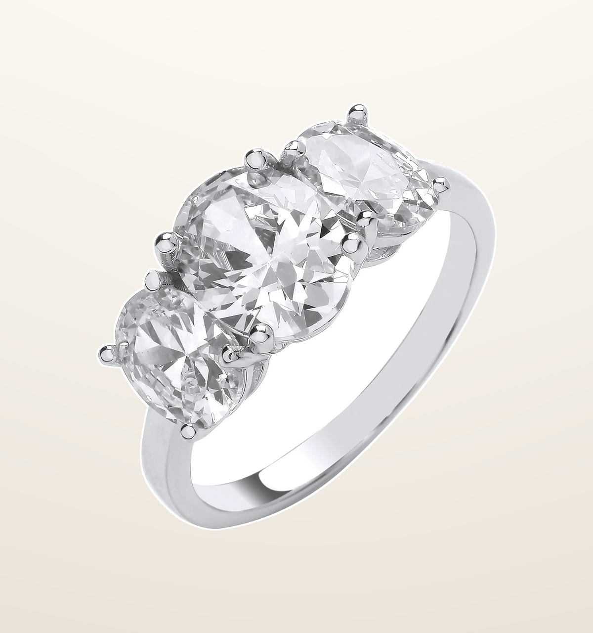IT_ROLE:presentation_crop | Silver Oval Cubic Zirconias Trilogy Ring