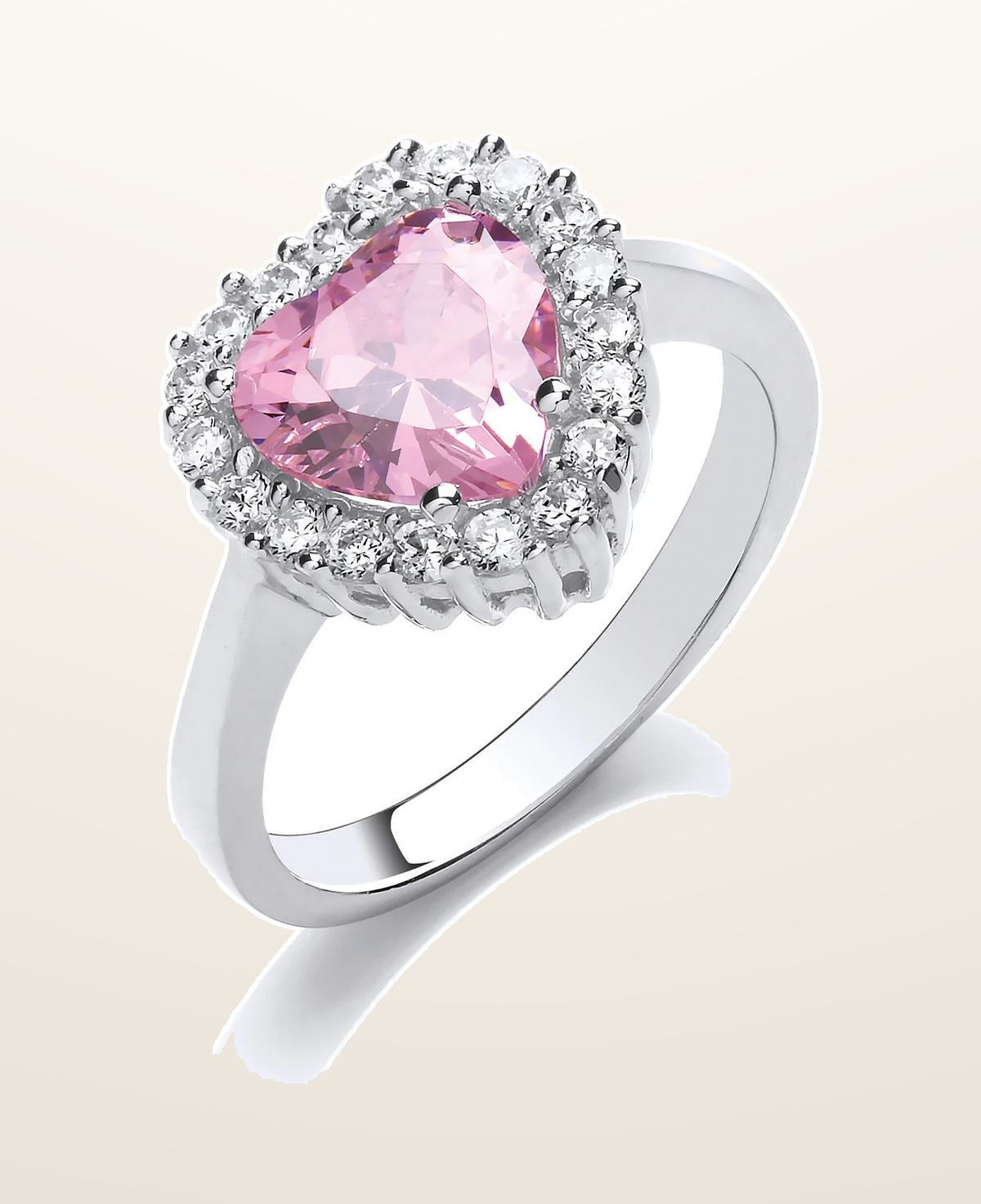 IT_ROLE:presentation_crop | Silver Pink Cubic Zirconia Heart Cluster Ring