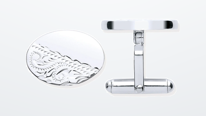 IT_ROLE:presentation_crop | Silver Plain & Engraved Oval Cufflinks