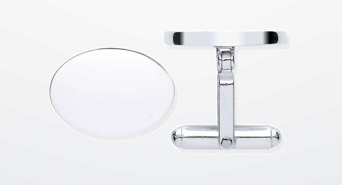 IT_ROLE:presentation_crop | Silver Plain Oval Cufflinks