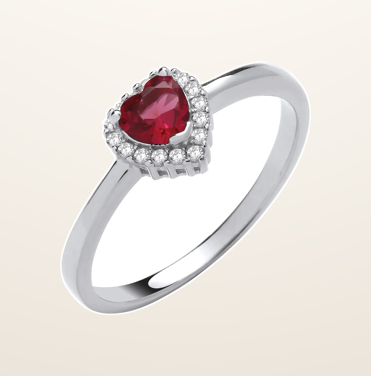 IT_ROLE:presentation_crop | Silver Red Cubic Zirconia Heart Ring