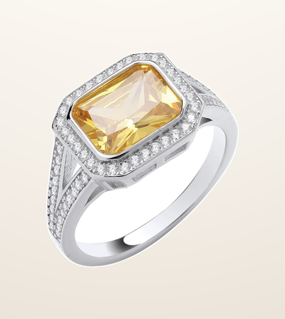 IT_ROLE:presentation_crop | Silver Rub-Over Yellow Split Shank Cubic Zirconias Ring