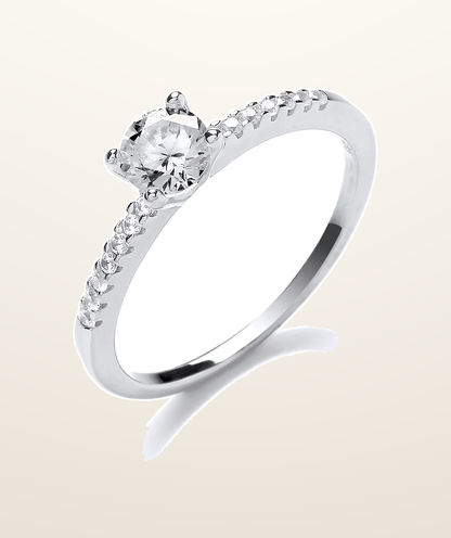 IT_ROLE:presentation_crop | Silver Solitare With Cubic Zirconia Shoulder Ring